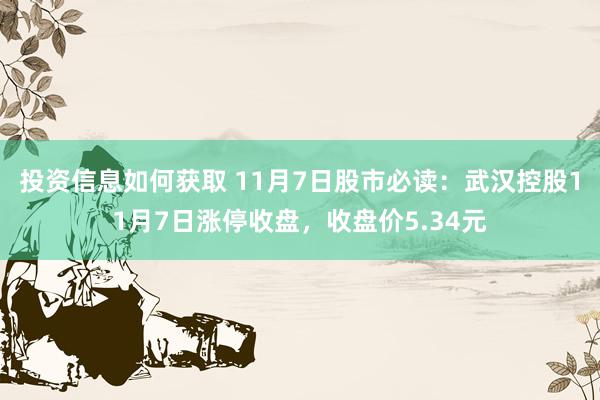 投资信息如何获取 11月7日股市必读：武汉控股11月7日涨停