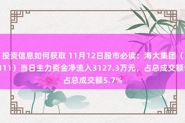 投资信息如何获取 11月12日股市必读：海大集团（00231