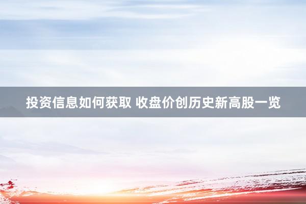 投资信息如何获取 收盘价创历史新高股一览