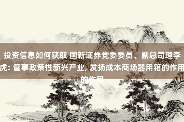 投资信息如何获取 国新证券党委委员、副总司理李虎: 管事政策性新兴产业, 发扬成本商场器用箱的作用