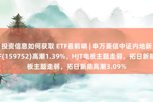 投资信息如何获取 ETF最前哨 | 申万菱信中证内地新动力主