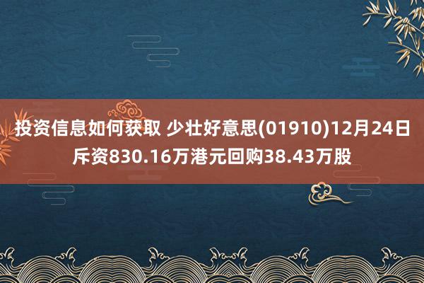 投资信息如何获取 少壮好意思(01910)12月24日斥资830.16万港元回购38.43万股