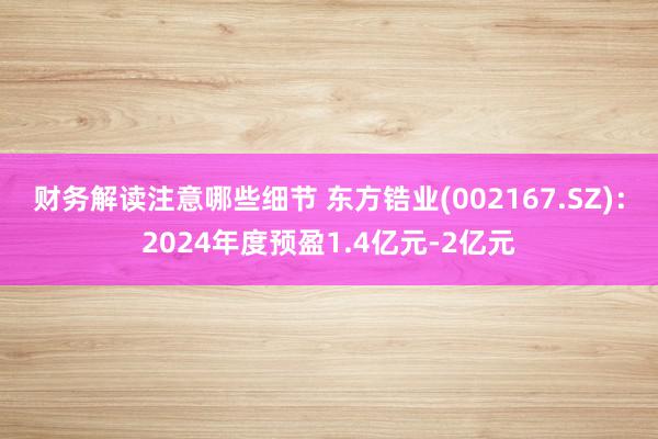 财务解读注意哪些细节 东方锆业(002167.SZ)：202