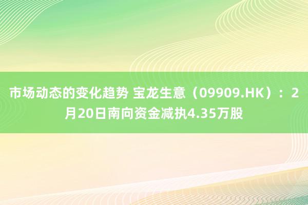 市场动态的变化趋势 宝龙生意（09909.HK）：2月20日南向资金减执4.35万股