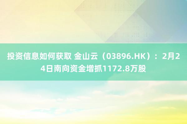 投资信息如何获取 金山云（03896.HK）：2月24日南向