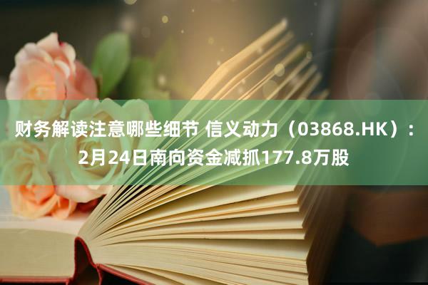 财务解读注意哪些细节 信义动力（03868.HK）：2月24日南向资金减抓177.8万股