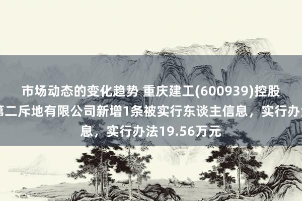 市场动态的变化趋势 重庆建工(600939)控股的重庆建工第二斥地有限公司新增1条被实行东谈主信息，实行办法19.56万元