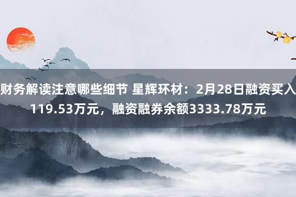 财务解读注意哪些细节 星辉环材：2月28日融资买入119.5